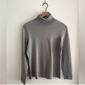 Ann Taylor Gray Silk Blend Turtleneck Sweater